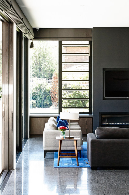 Art Deco pops in Kew contemporary-living-room
