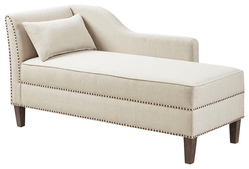 Madison Park Trinity Natural Lounge Chaise, Ivory Transitional