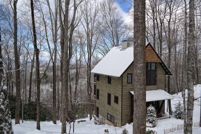 Mountain Cabin On A Snowy Day Rustic Exterior Other By