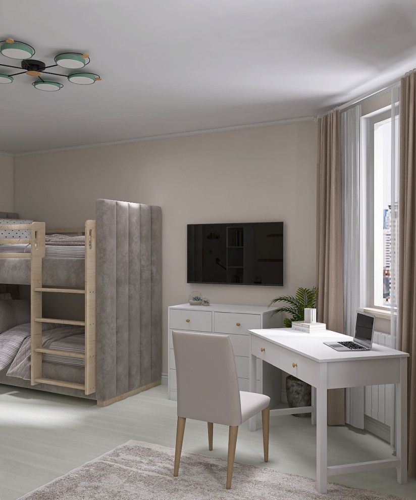 Проект жилой комнаты для мамы с двумя детьми