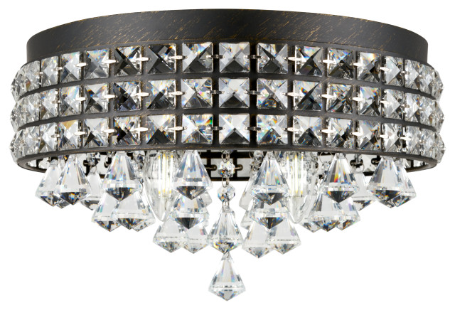 Kira Home Gemma 15 Contemporary 4 Light Round Flush Mount Crystal Chandelier Ceiling Lighting By Modum Decor Houzz - Contemporary Round Crystal Chandelier Flush Mount Ceiling Lights