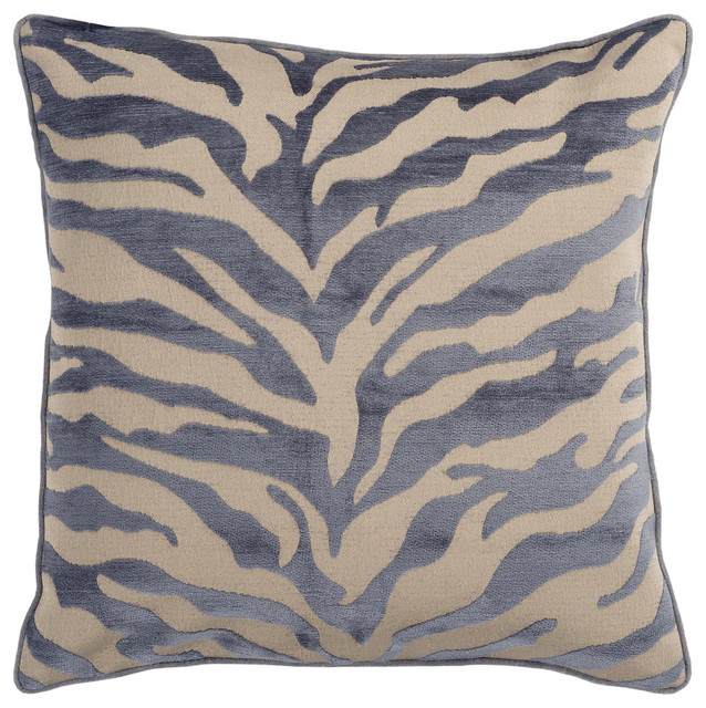 Velvet Zebra Pillow 18x18x4 Contemporary Decorative Pillows