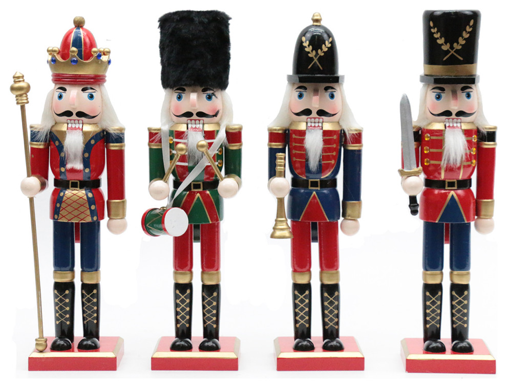 12" King and Guard Nutcrackers, 4-Piece Set