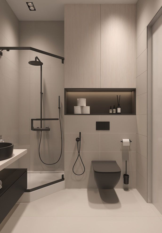 Санузел с душевой при гардеробной