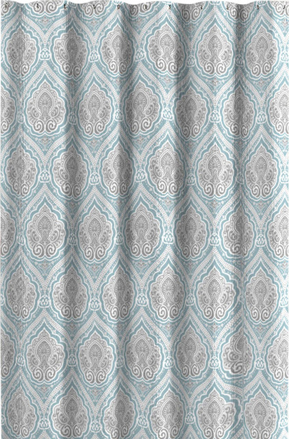 Aqua Grey White Fabric Shower Curtain Decorative Fl Paisley Aqua Grey White Fabric Shower Curtain Decorative Fl Paisley Damask Design