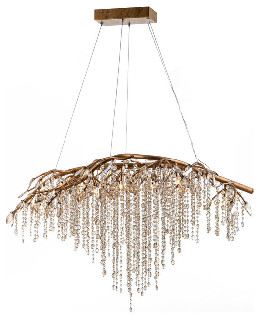 Branch Chandelier With Champagne Beaded, Design Living Crystal Branch Chandelier