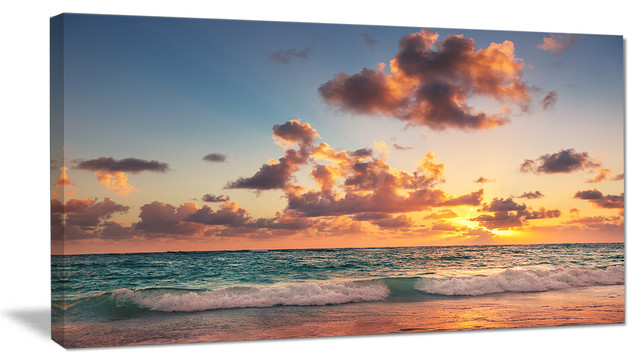 Sunset On The Beach Of Caribbean Sea Art Print Home Decor Wall Art Poster