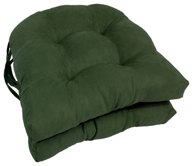 16" Solid Microsuede U-shaped Tufted Chair Cushions, Set ...