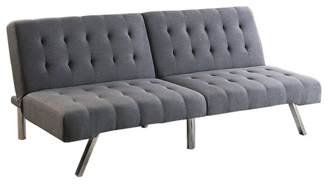 Polyfiber Adjustable Sofa With Tufted Seat and Back, Blue Gray ...