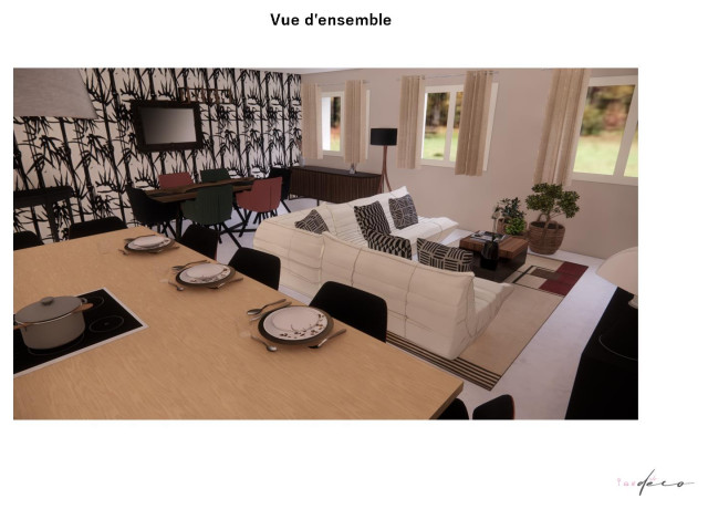 Création d'une pièce de vie avec cuisine ouverte - Modern - Games Room