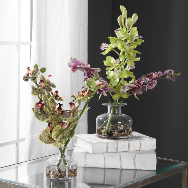 Uttermost Malin Orchid Bud Vases 2 Piece Set Artificial Flower Arrangements By Hedgeapple