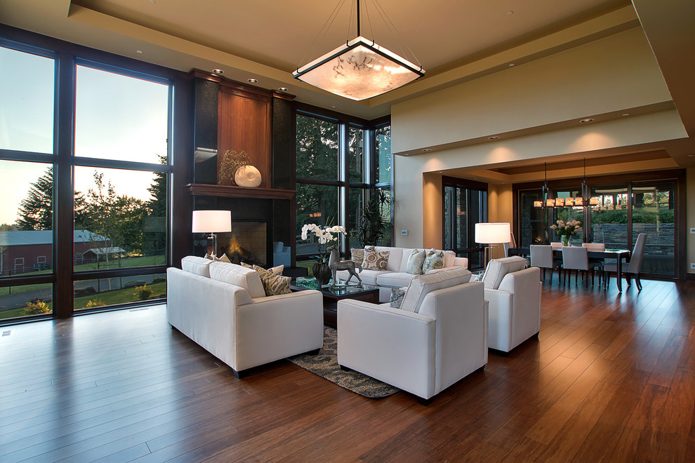 Design ideas for a contemporary living room in Portland.