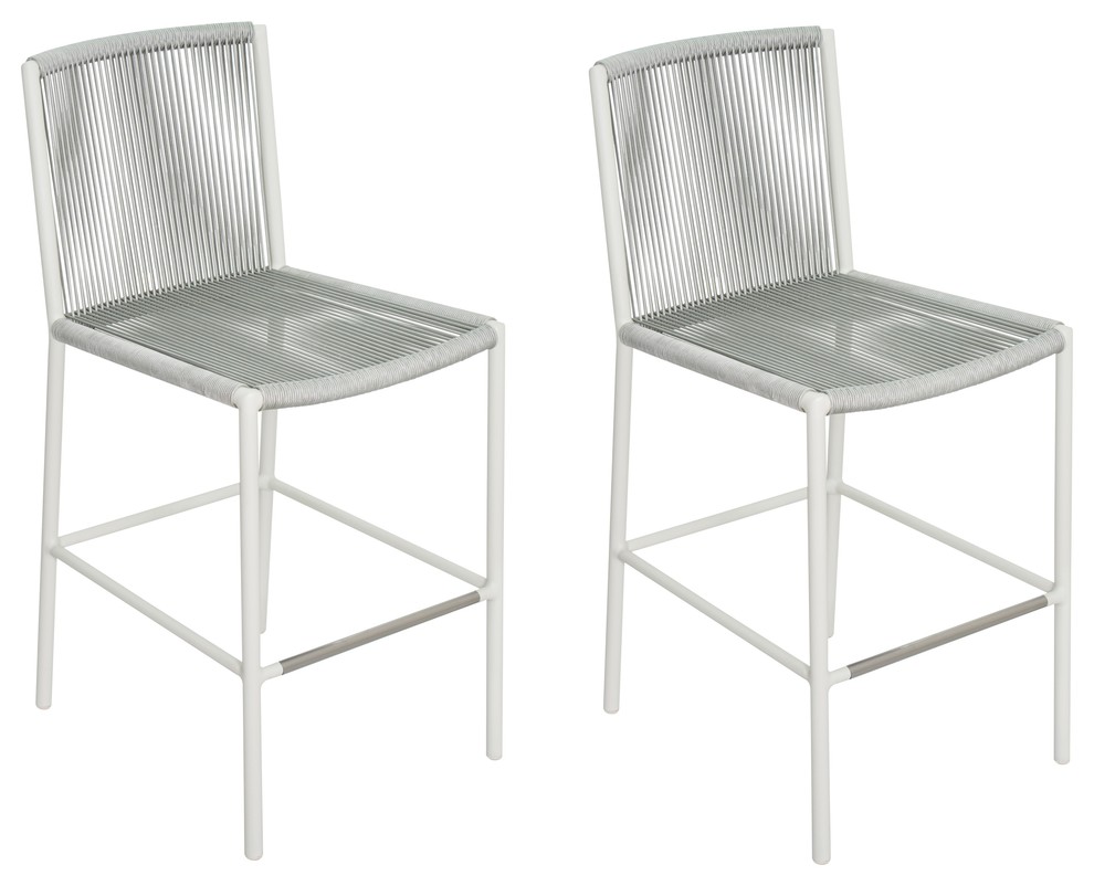 Stockholm Counter Side Chair, Set of 2, Dark Gray Frame, Dove Gray Weave