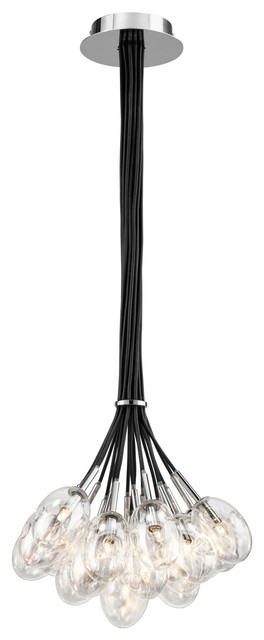 Elan Menicus 19-Light Chandelier, Black and Chrome