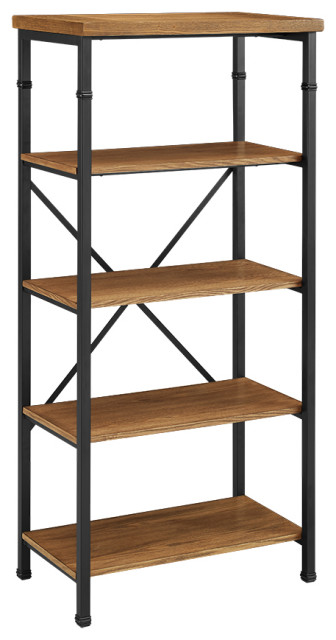Benzara Wooden Bookcase With Four, Metal Wood Bookcase Shelves