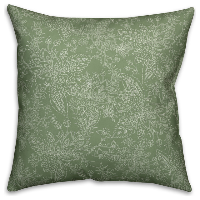 Green Paisley Pattern Pillow Farmhouse Decorative Pillows by