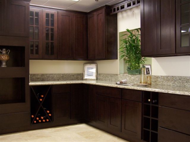 beech espresso Kitchen Cabinets Home Design Traditional 