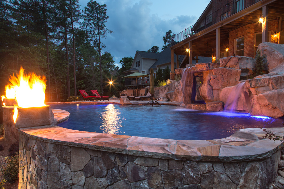 Mountain style pool photo in Charlotte