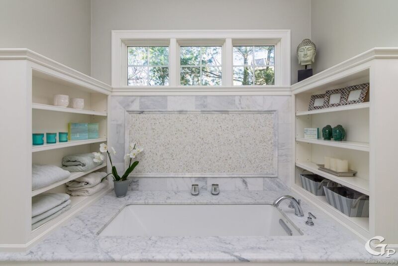 Classic white master bathroom