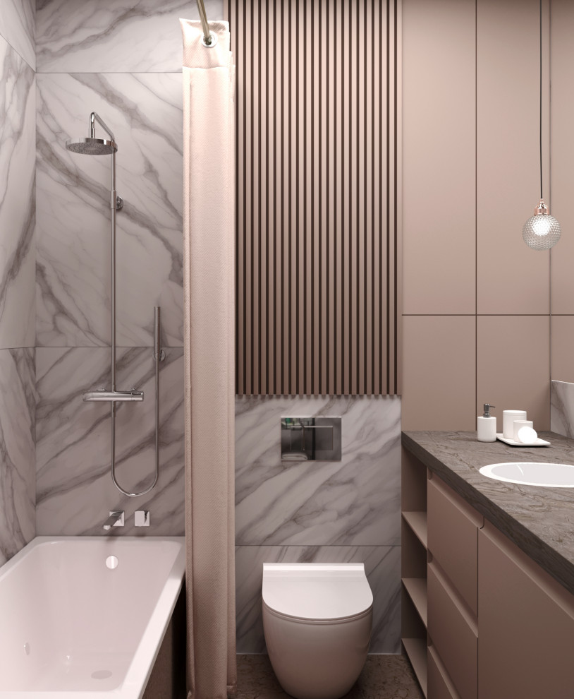 3D визуализация гостиной в серых тонах