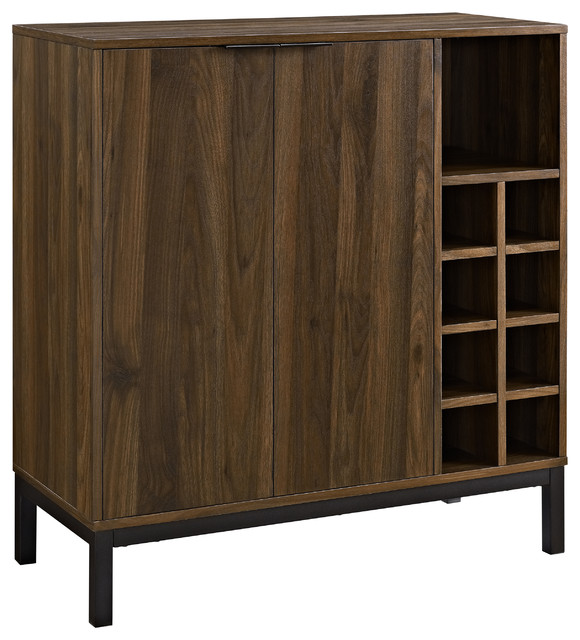 Bar Cabinet With Wine Storage Dark Walnut Industrial Wine And