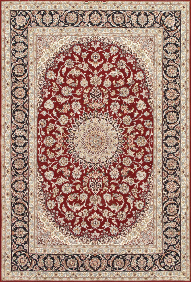 Pasargad Home AZ Collection Hand-Knotted Silk and Wool Rug, 5'2"x7'8"