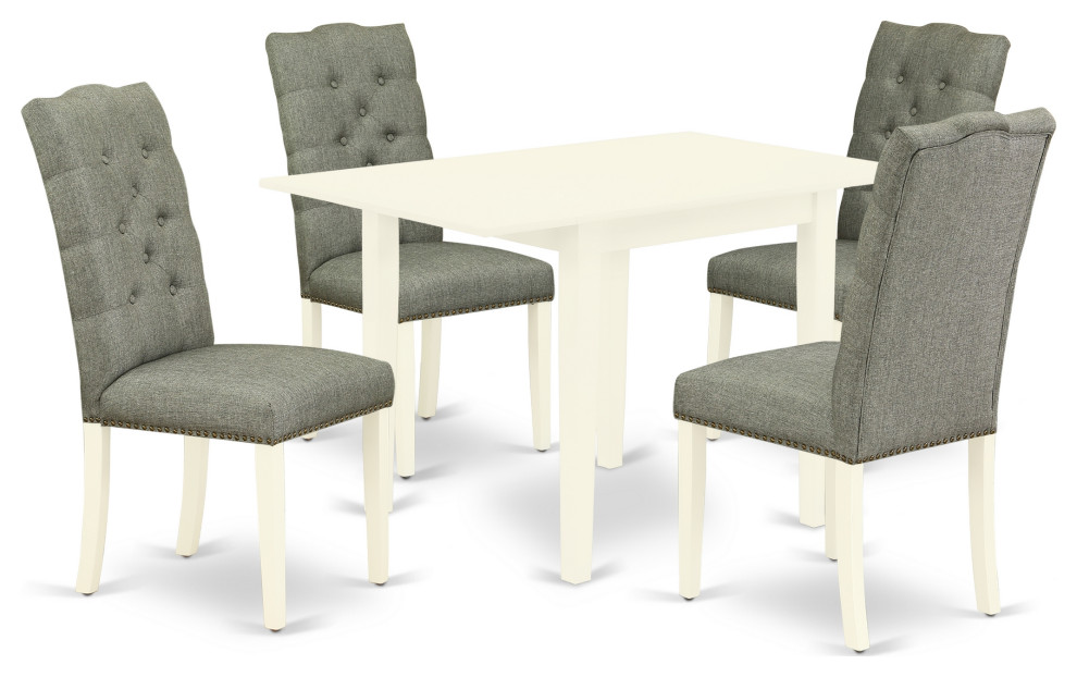 3Pc Set, Drop Leaves Table, 2 Chairs, Linen White