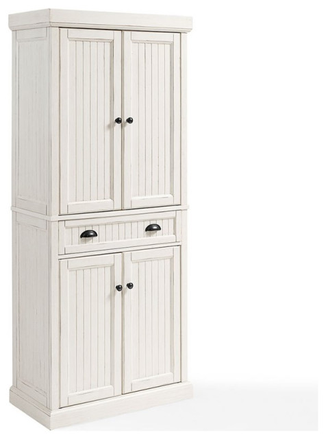Pemberly Row 4-Door and 1-Drawer Coastal Wood Pantry in White ...