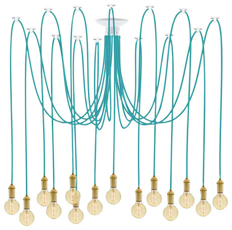 Turquoise And Brass Ceiling Light