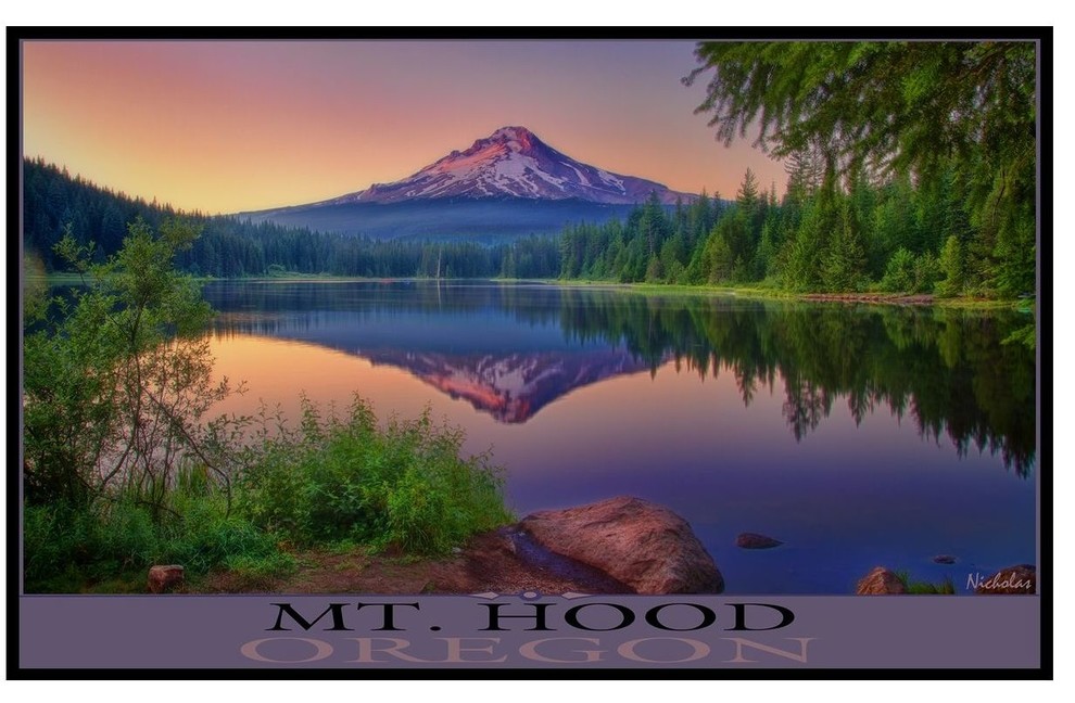 Nicholas Bielemeier Oregon Trillium Lake Mt. Hood Art Print, 30"x45"