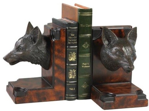 Bookends Fox Head Lifelike Hand Painted Resin OK Casting Made in USA