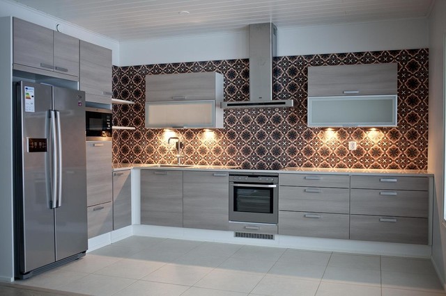 Cement wall tiles modern-kueche