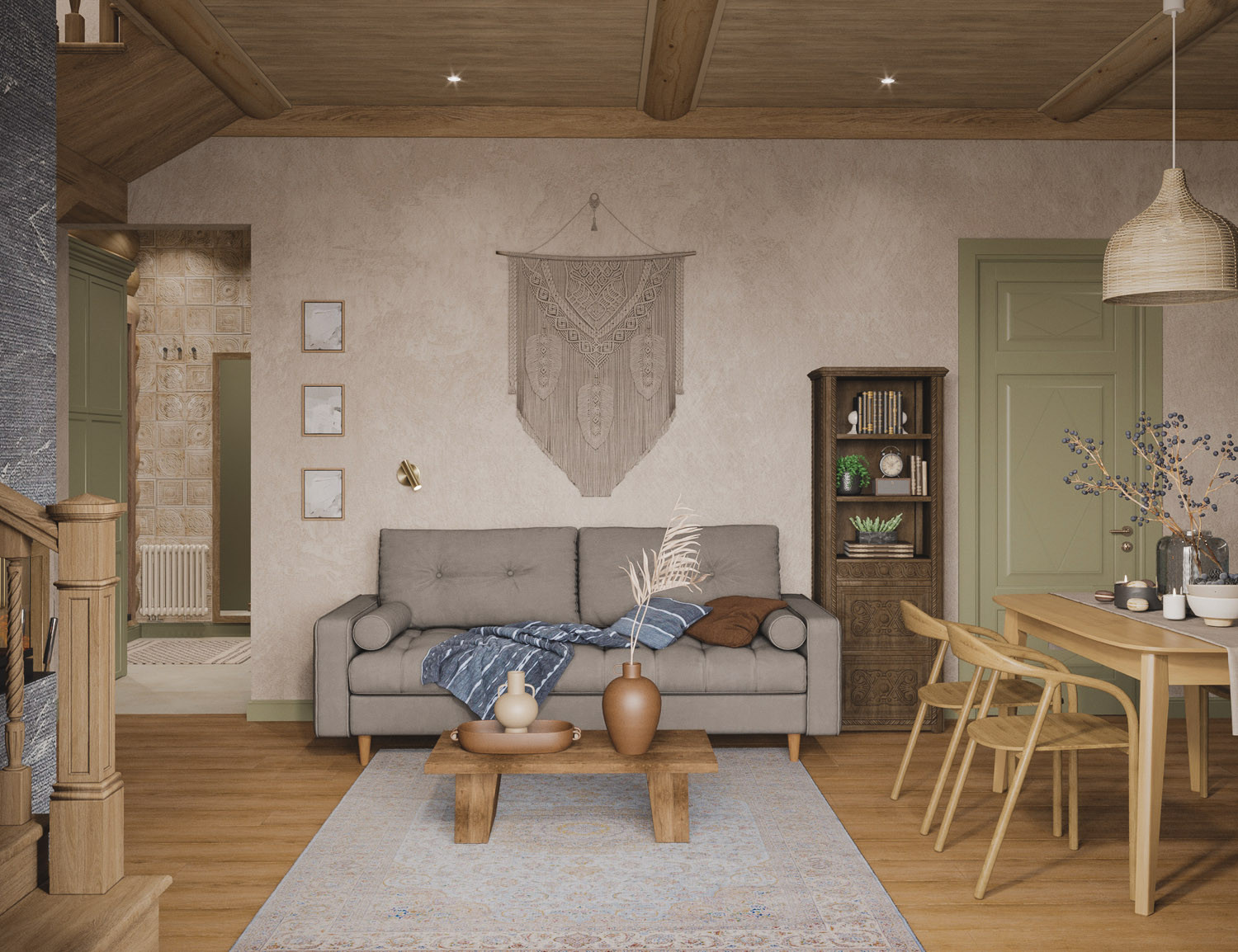 Интерьер деревянного загородного дома в Нижних Сергах