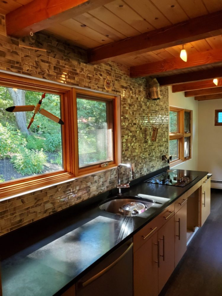 Example of a mountain style kitchen design in Boston
