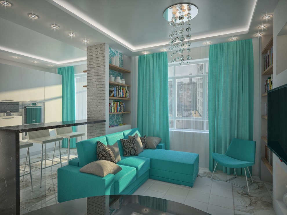 Гостиная, совмещенная с кухней