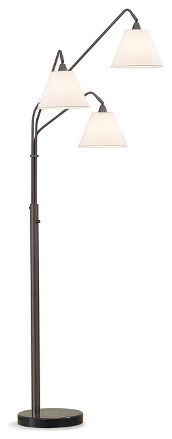 Midtown 3-Light Arch Floor Lamp, Dark Bronze/White