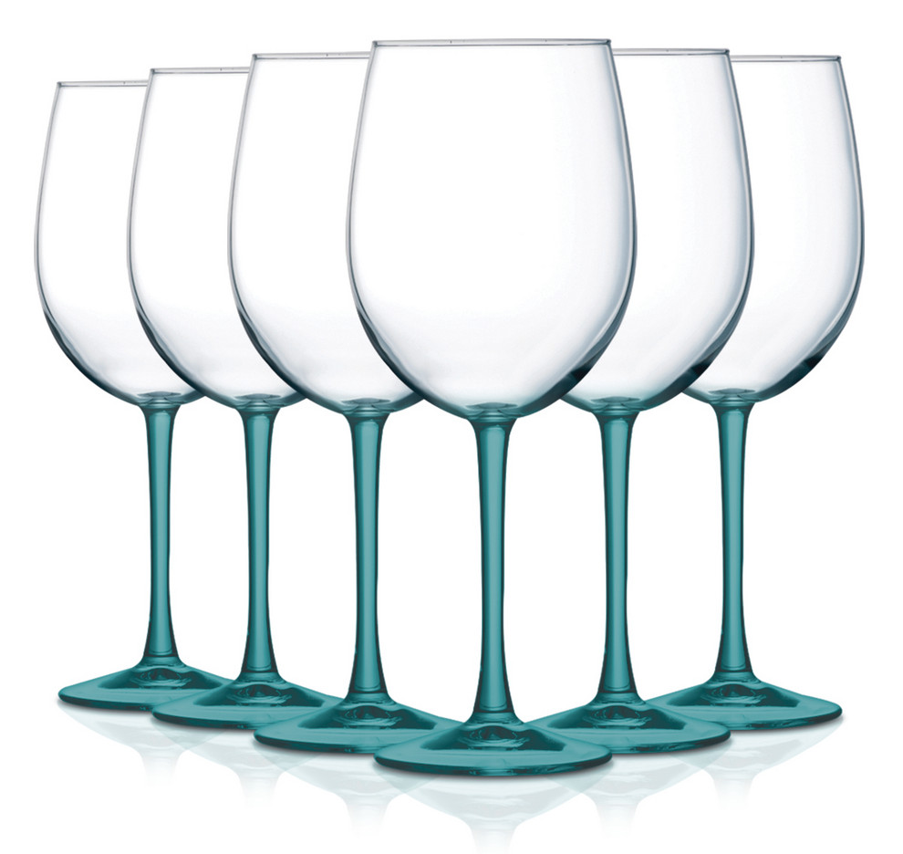 Cachet Accent Stem 19 oz Wine Glasses , Bottom Aqua