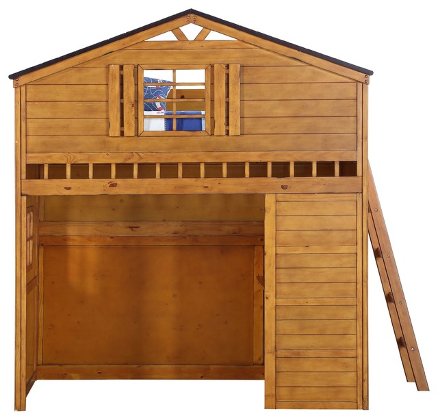 Tree House Loft Bed And Cabinet Rustic Oak Transitional Loft Beds By Acme Furniture