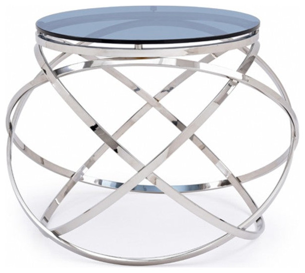 Kassie Contemporary Smoked Glass End Table Modern Coffee Tables