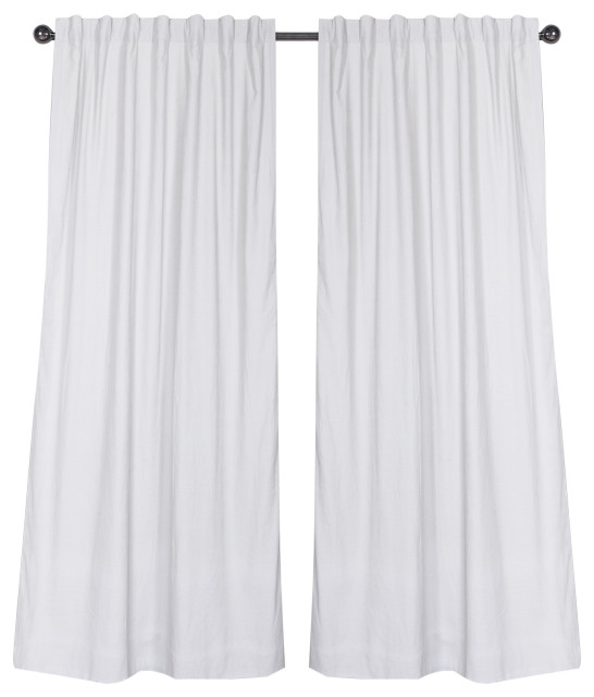 120 Long Solid Cotton Curtain Panel White Traditional