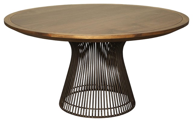 60 Round Dining Table Solid Iron Base Dark Walnut Wood Top Modern Finish 60 Round Dining Table Solid Iron Base Dark Walnut Wood Top Modern Finish