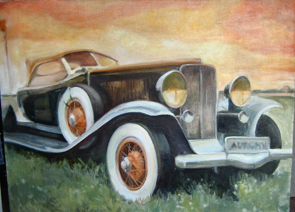 Retro autos auf die Leinwände