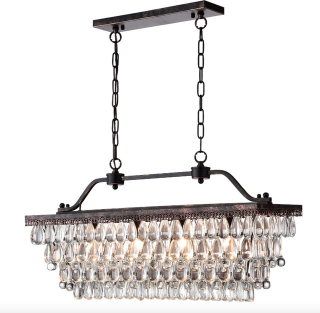4 Light Antique Bronze Rectangular Crystal Chandelier Dining Room 4 Light Antique Bronze Rectangular Crystal Chandelier Dining Room Fixture Traditional Chandeliers By Edvivi