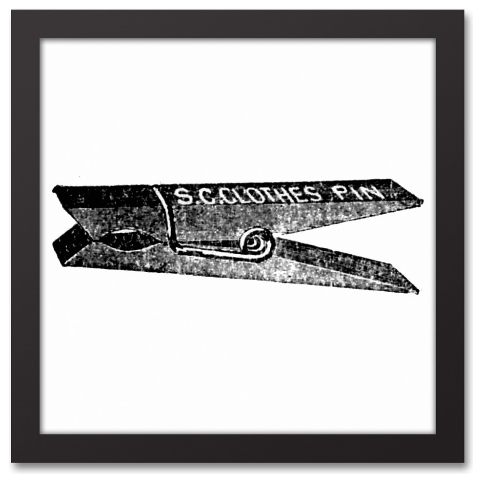 Vintage Clothespin Sketch I Wall Art Contemporary Prints And