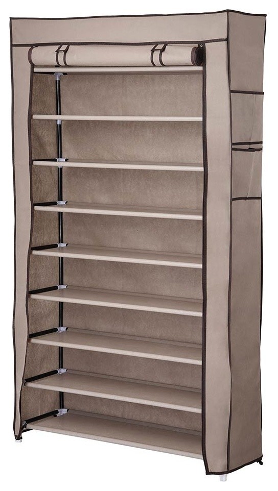 45 Pair Shoe Rack Shelf Closet With Cover 5 8 Metal Tube Storage Organizer Contemporary Shoe Storage By Yescom