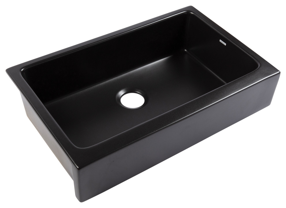 Grace Matte Black Fireclay 34" Single Bowl Quick-Fit Undermount Kitchen Sink