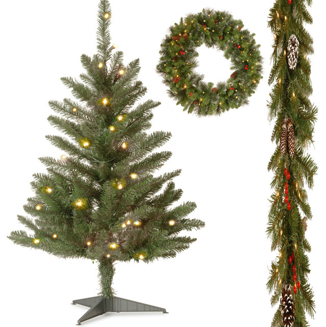 3 Pencil Tree With 9 x10 Frosted Berry Garland and 30 3 Pencil Tree With 9 x10 Frosted Berry Garland and 30
