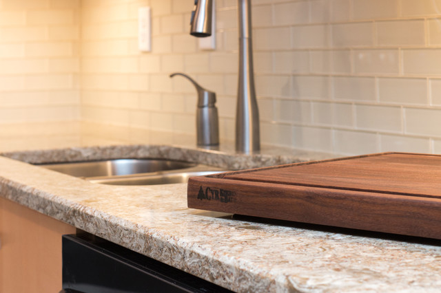 Contemporary Roma Stain Finish Kitchen Remodel W Bevel Edge