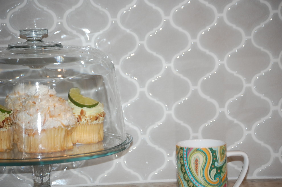 Inspiration for a transitional kitchen remodel in Jacksonville with gray backsplash and cement tile backsplash