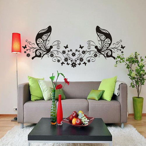 Butterfly Wall Decals DIY Two Butterfly Large Floral Family Kids Wall Decals